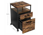 2 Drawer File Cabinet with Open Compartments and Wheels