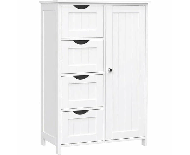 VASAGLE Floor Cabinet with 4 Drawers and Adjustable Shelf White