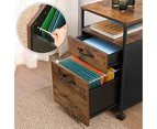 2 Drawer File Cabinet with Open Compartments and Wheels