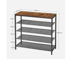Vasagle Shoe Storage Bench with 4 Mesh Shelves Shoe Cabinet Rustic Brown