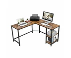 Vasagle L-Shaped Desk with Shelves Industrial Rustic Brown