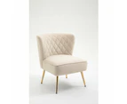 HomeStar Adele Velvet Fabric Lounge Accent Armchair W/ Gold Legs - Cream Beige - Beige