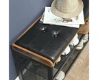 3 Tier Shoe Storage Bench with Padded Seat Shoe Cabinet Rack Vintage Brown