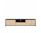 Elly Lowline Entertainment Unit TV Stand 180cm W/ 2-Doors 1-Drawer - Black/Oak