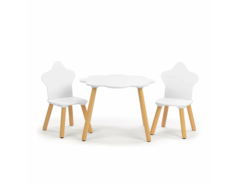 Liam Kids Furniture Cloud Table and 2x Star Chairs - White/Oak