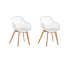Set Of 2 Amira Kitchen Dining Chairs W/ Arms - White/Oak - White