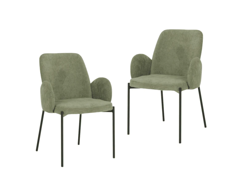 Raimon Furniture Set Of 2 Riley Knit Fabric Modern Kitchen Dining Chair - Sage