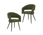 Raimon Furniture Set Of 2 Merril Modern Boucle Fabric Kitchen Dining Chair - Olive