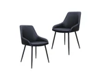 Raimon Furniture Set Of 2 Rica Modern Eco Leather Fabric Kitchen Dining Chair - Black