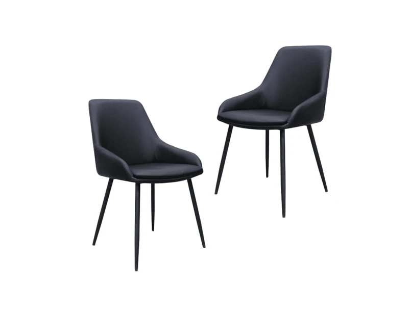 Raimon Furniture Set Of 2 Rica Modern Eco Leather Fabric Kitchen Dining Chair - Black