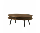 Minere Wooden Oval Coffee Table W/ Open Shelf - Walnut/Black