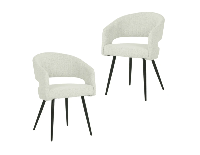 Raimon Furniture Set Of 2 Merril Modern Boucle Fabric Kitchen Dining Chair - Sand