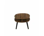 Minere Wooden Oval Coffee Table W/ Open Shelf - Walnut/Black
