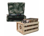Crosley Voyager Bluetooth Portable Turntable - Botanical + Bundled Record Storage Crate