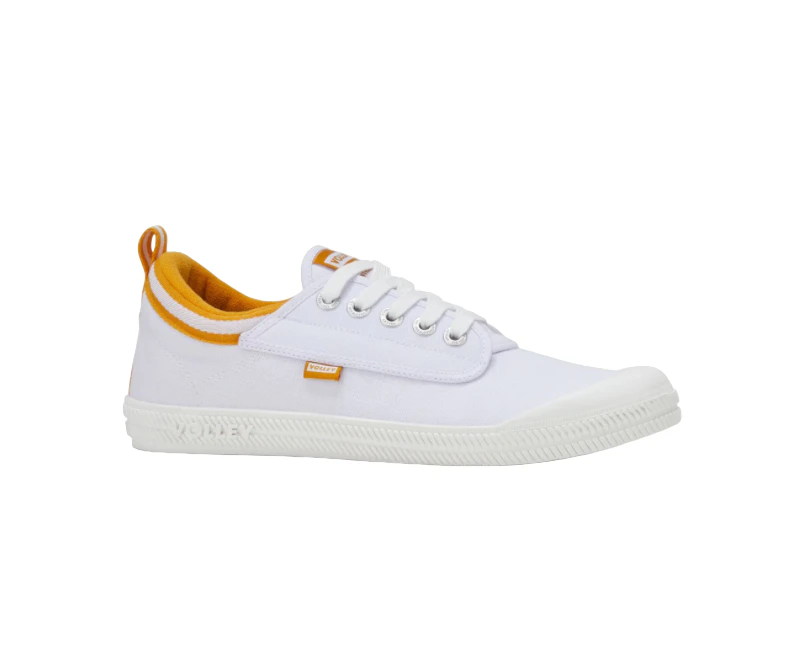 Dunlop Volleys International Volley Low Canvas Casual Mens Shoes Black White - White/Golden Orange International Low