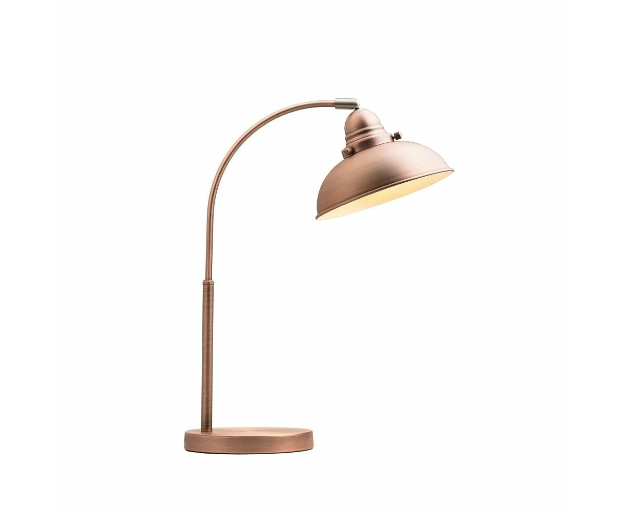 Oxford Modern Scandinavian Curved Arc Table Lamp - Antique Copper