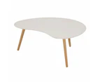 6IXTY Art Curved Modern Scandinavian Wooden Coffee Table - White - White