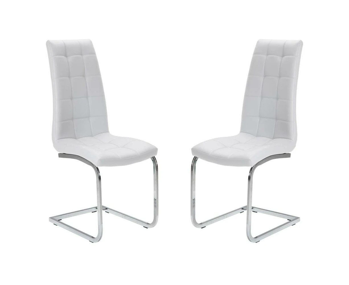 Raimon Furniture Set of 2 Hanson Faux Leather Dining Chair - Chrome Legs - White