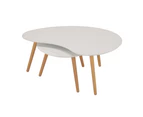6IXTY Art Curved Modern Scandinavian Wooden Coffee Table - White - White
