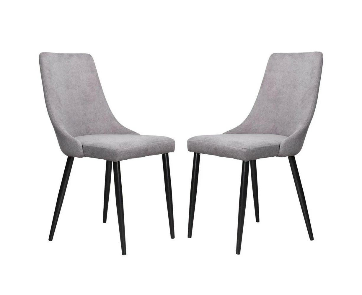 Raimon Furniture Set of 2 Arty Fabric Dining Chair Black Metal Legs - Grey