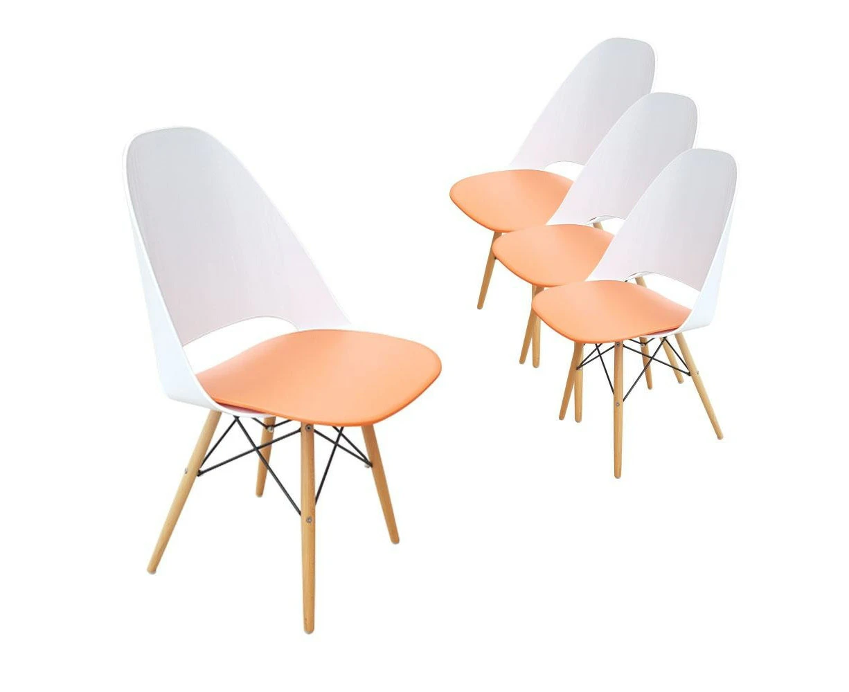 6IXTY Set of 4 - Plaza Scandinavian Dining Chair - Orange