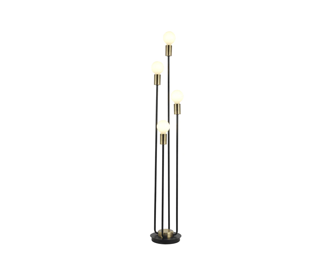 Lincoln 4-Lights Standing Floor Lamp Metal Base - Antique Brass