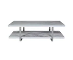 Lucas TV Stand Cabinet Entertainment Unit - Chrome Frame - Tempered Glass Top - Calacatta Marble