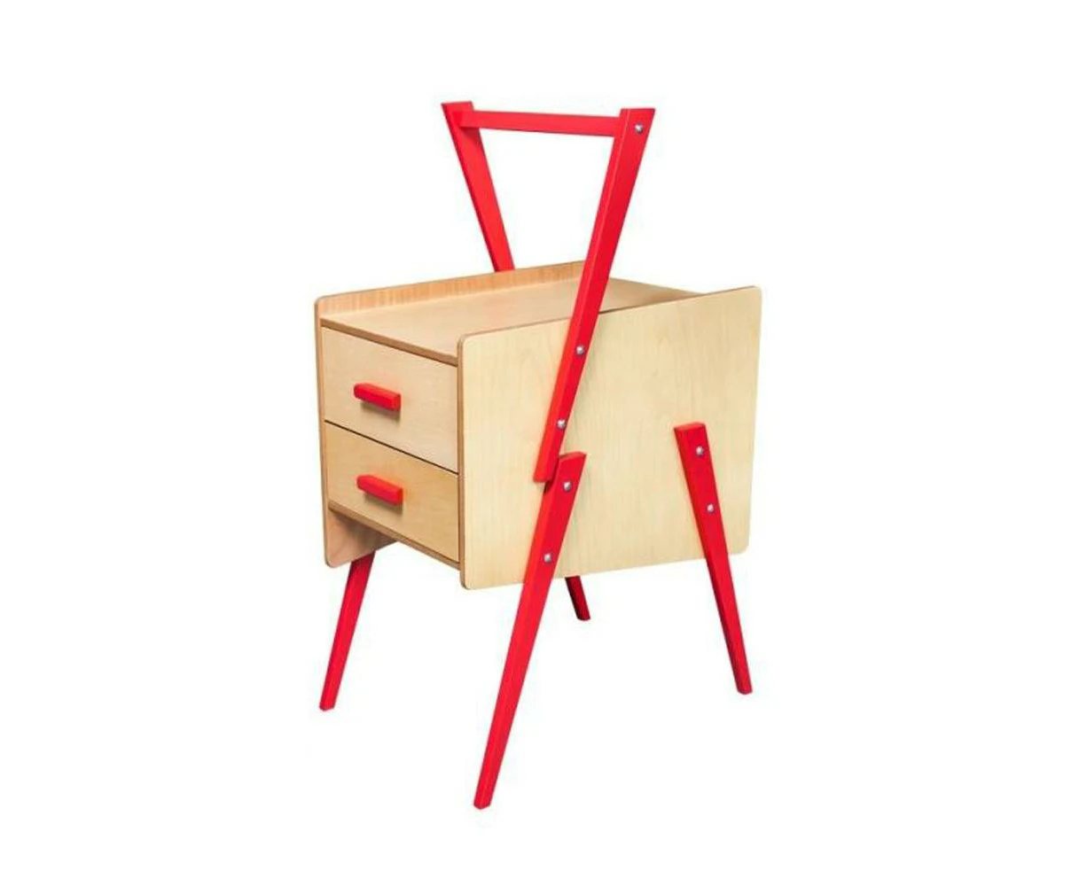 6IXTY Swing Scandinavian Bedside Nightstand Side End Lamp Table - Red