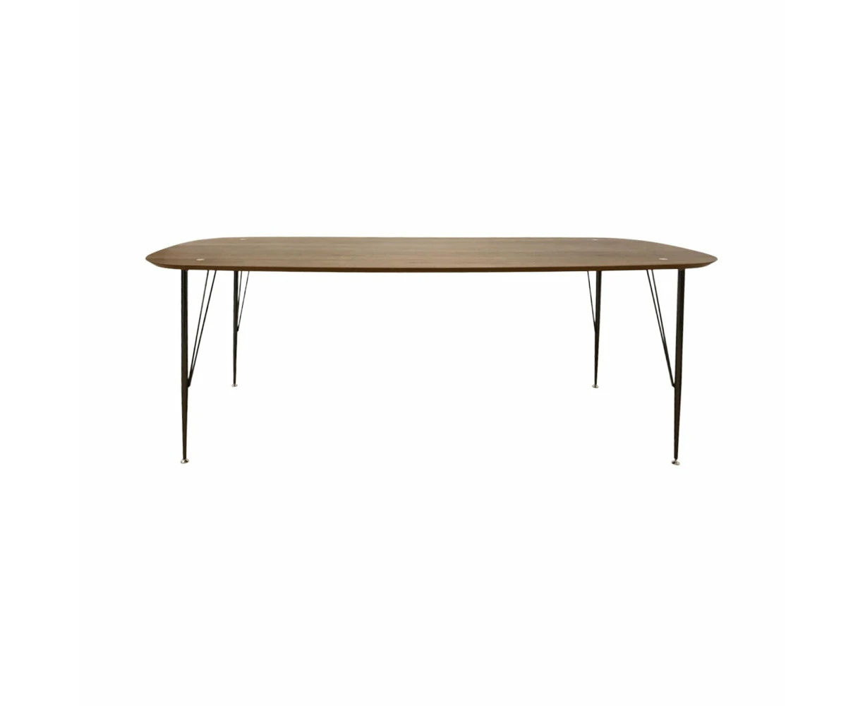 6IXTY2 Scandinavian Wooden Dining Table Large 220cm - Metal Legs - Walnut Satin