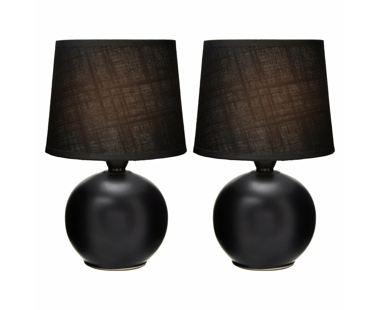 Set of 2 Capri Ceramic Base Modern Round Table Lamp - Black