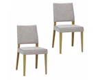 6IXTY Set of 2 Oslo Scandinavian Fabric Dining Chair Wooden Frame - Light Dusk - Light Grey