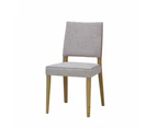 6IXTY Set of 2 Oslo Scandinavian Fabric Dining Chair Wooden Frame - Light Dusk - Light Grey