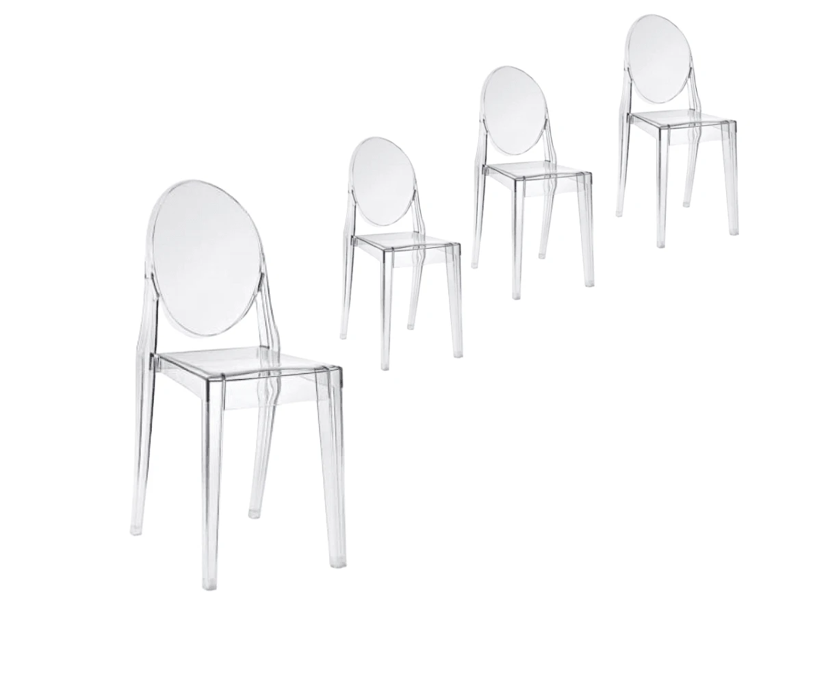 Set of 4 - Philippe Starck Replica Victoria Ghost Dining Chair - Clear