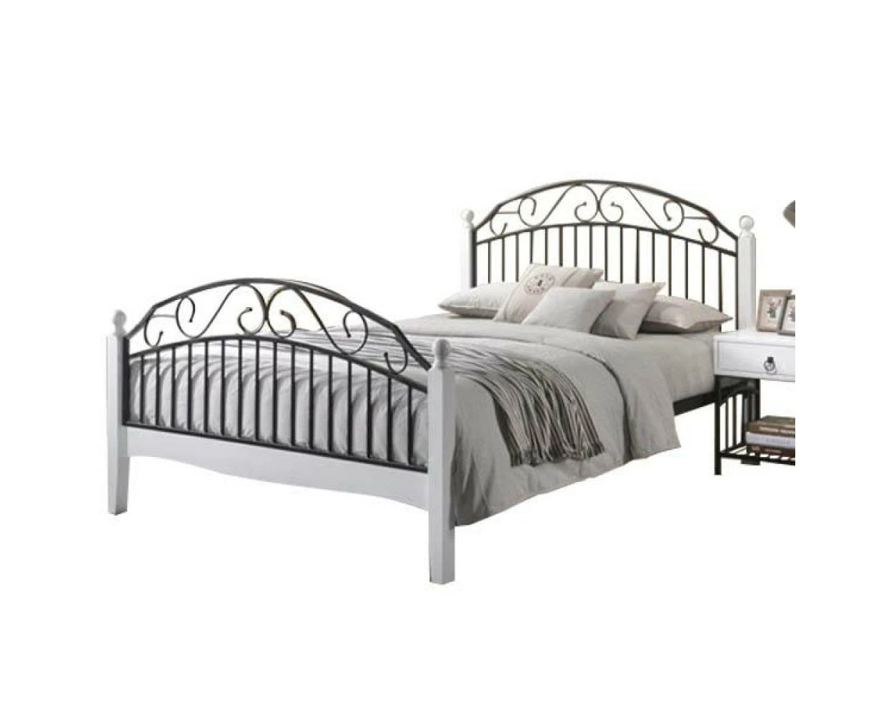 Ashley Queen Size Bed Frame - Black Metal Frame - White