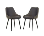 Set Of 2 Marco Faux Leather Dining Chair Metal Legs - Grey - Grey
