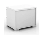 Porto 2-Drawer Bedside Nightstand End Lamp Side Table - High Gloss White - White