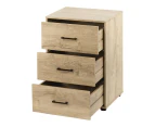 Lovisa 3-Drawer Cabinet Pedestal Office Storage Cabinet - Oak - Oak