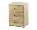 Lovisa 3-Drawer Cabinet Pedestal Office Storage Cabinet - Oak - Oak