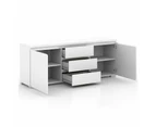 Porto Buffet Sideboard TV Stand Storage Cabinet Cupboard - High Gloss White - White
