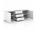 Porto Buffet Sideboard TV Stand Storage Cabinet Cupboard - High Gloss White - White
