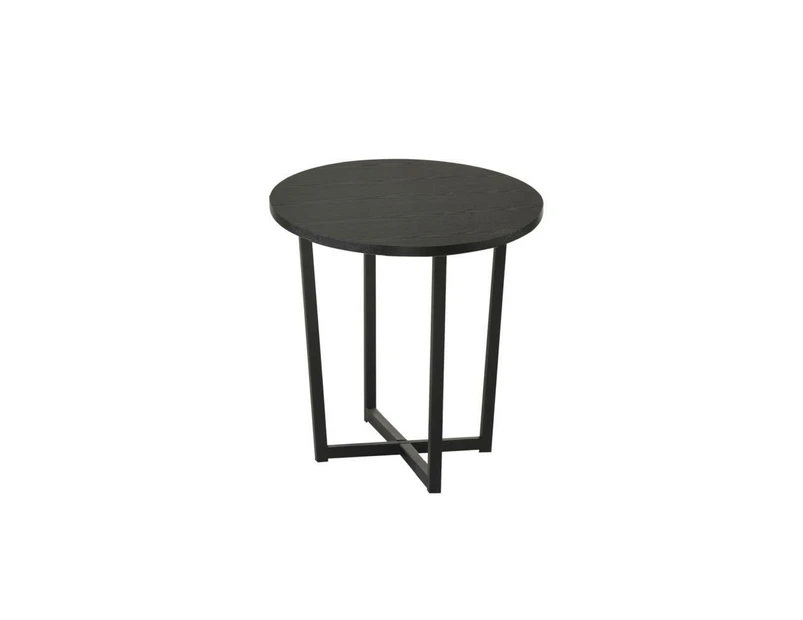 Archie Wooden Round End Lamp Side Table - Black