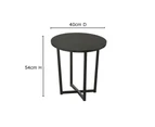 Archie Wooden Round End Lamp Side Table - Black