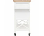 Tivoli Kitchen 2-Door Island Solid Wood Counter Top - Natural / White