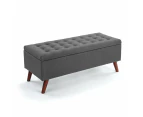 Design Square Demi Tufted Fabric Storage Ottoman Bench Foot Stool - Grey