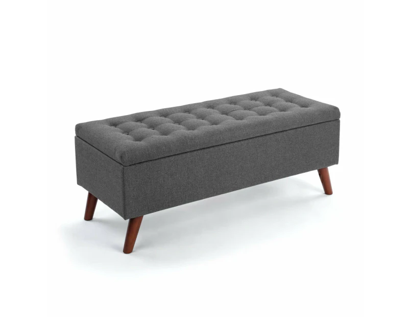 Design Square Demi Tufted Fabric Storage Ottoman Bench Foot Stool - Grey