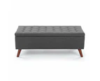 Design Square Demi Tufted Fabric Storage Ottoman Bench Foot Stool - Grey