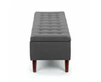 Design Square Demi Tufted Fabric Storage Ottoman Bench Foot Stool - Grey