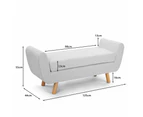 Connor Fabric Wing Ottoman Bench Foot Stool - White - White