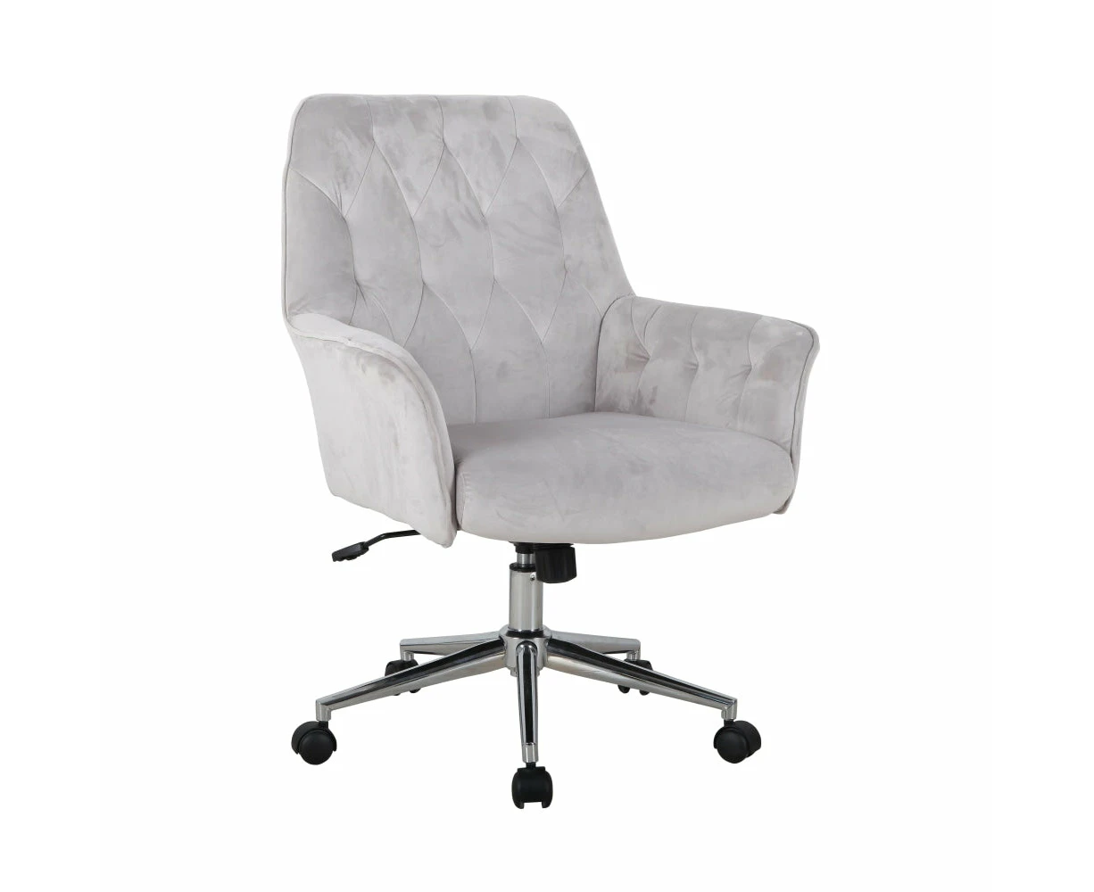 Goodwin Premium Velvet Fabric Executive Office Work Task Desk Computer Chair - Silver