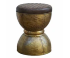 Di Maggio Vintage Rustic Copper Look Drum Foot Stool Ottoman